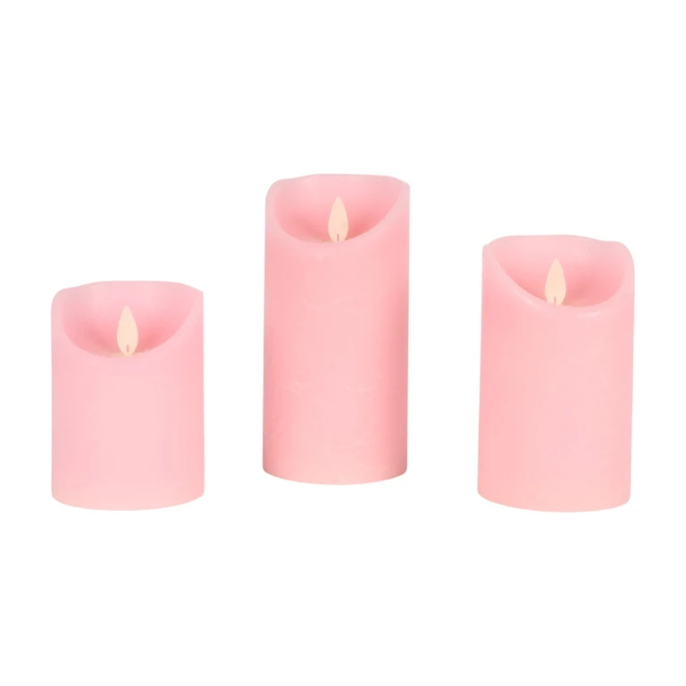 Velas LED rosa - conjunto de 3