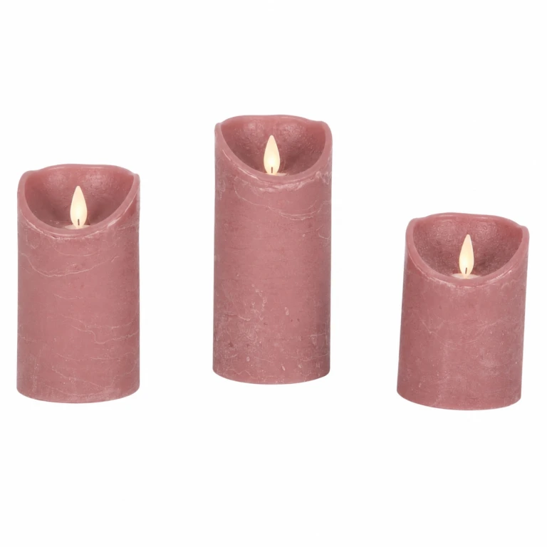 Velas LED rosa - conjunto de 3