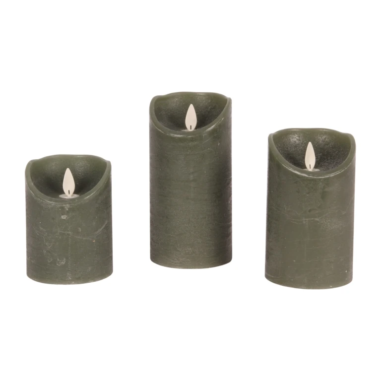 Velas LED de cera - verde - conjunto de 3
