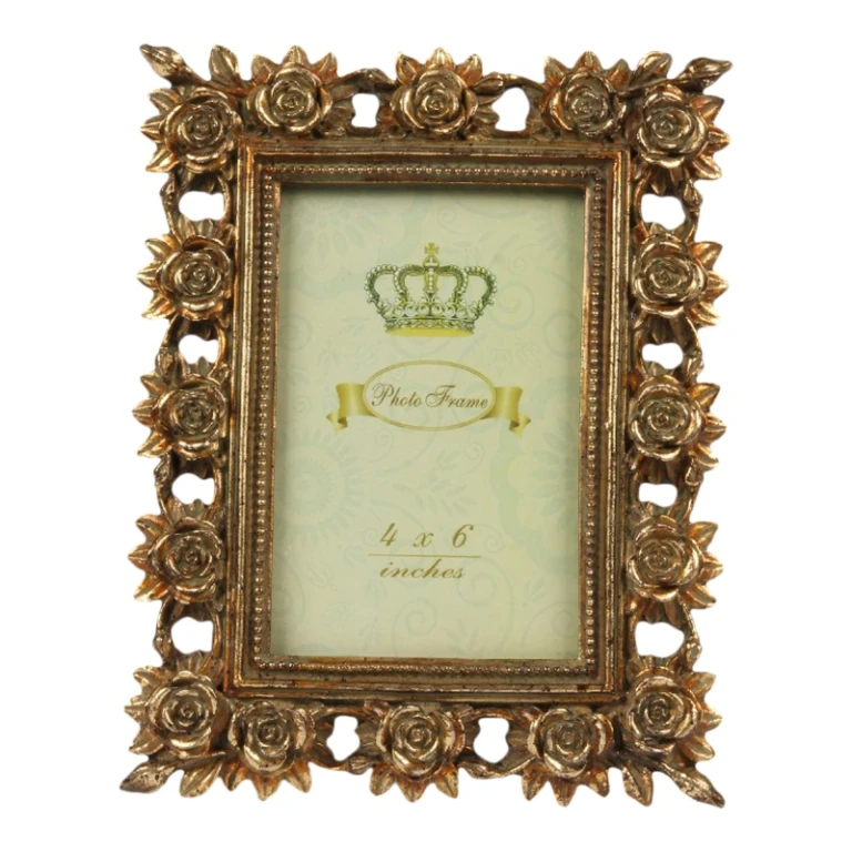 Moldura de foto 10x15 cm - dourada - resina sintética - retangular