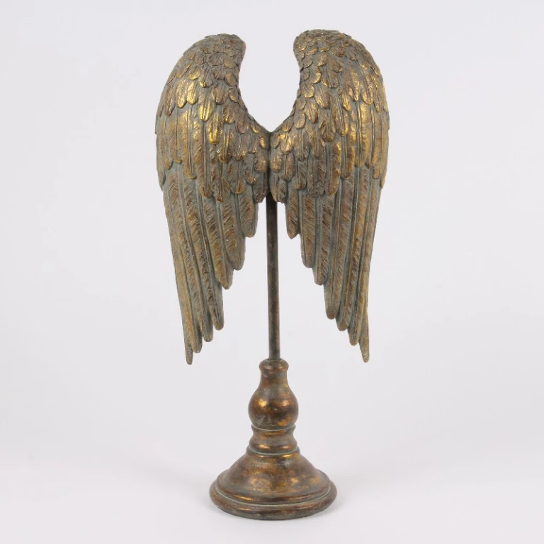 Asas sobre base - dourado - 51 cm - resina artística