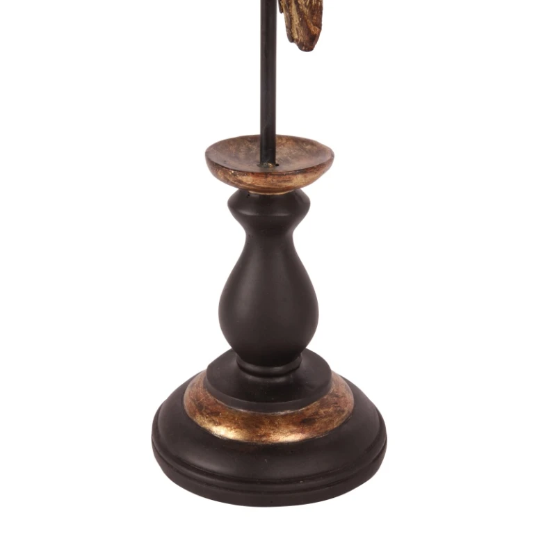 Escultura de papagaio sobre base - dourado - 33 cm