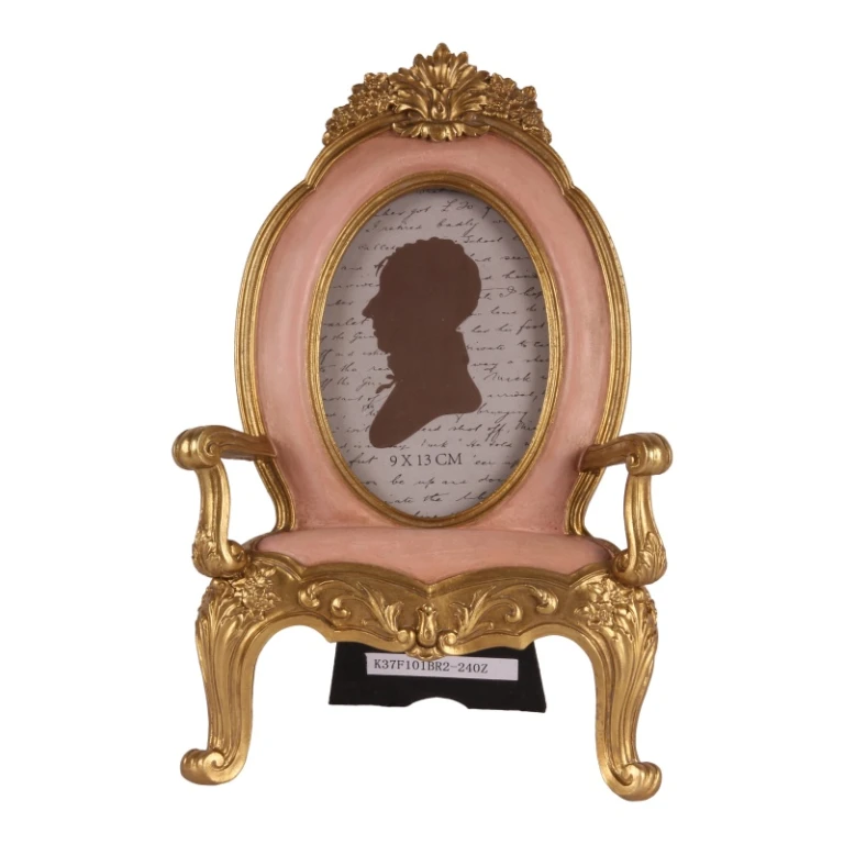 Moldura de Foto Cadeira - 9x13 cm - rosa - resina artística - em pé