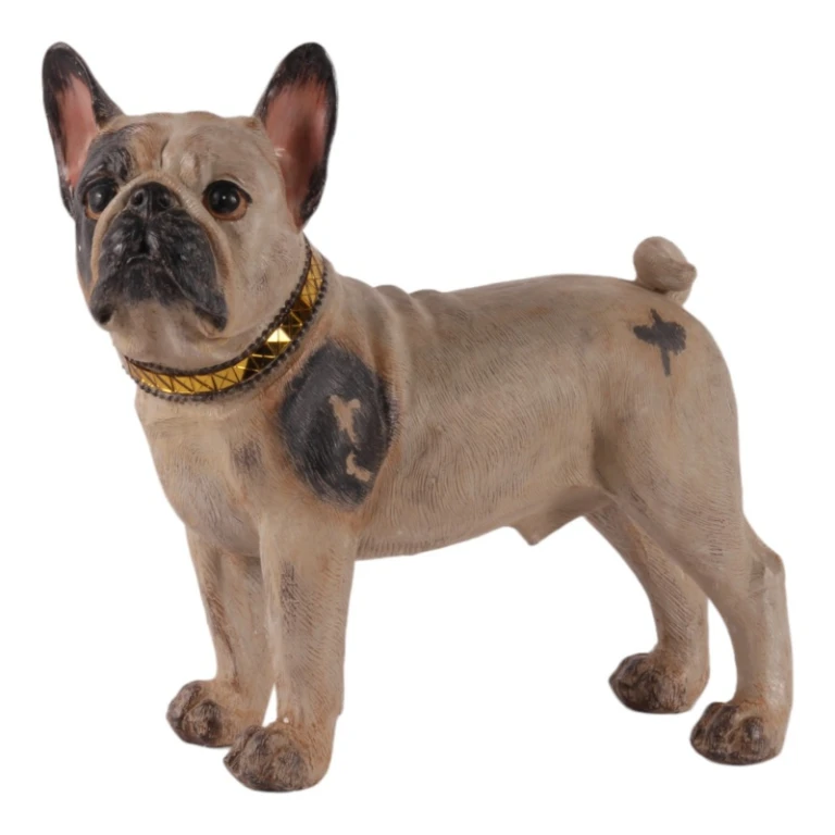 Estátua de Cão Bulldog Francês - marrom - 32 cm