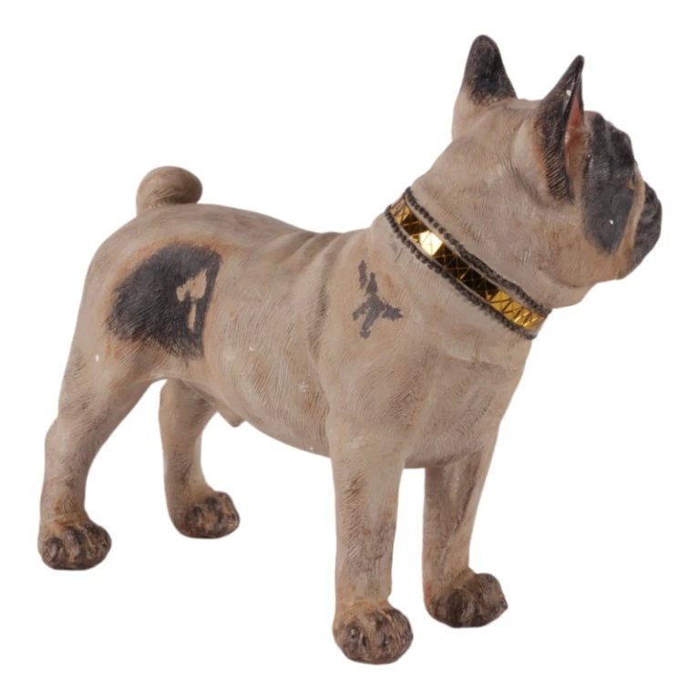 Estátua de Cão Bulldog Francês - marrom - 32 cm
