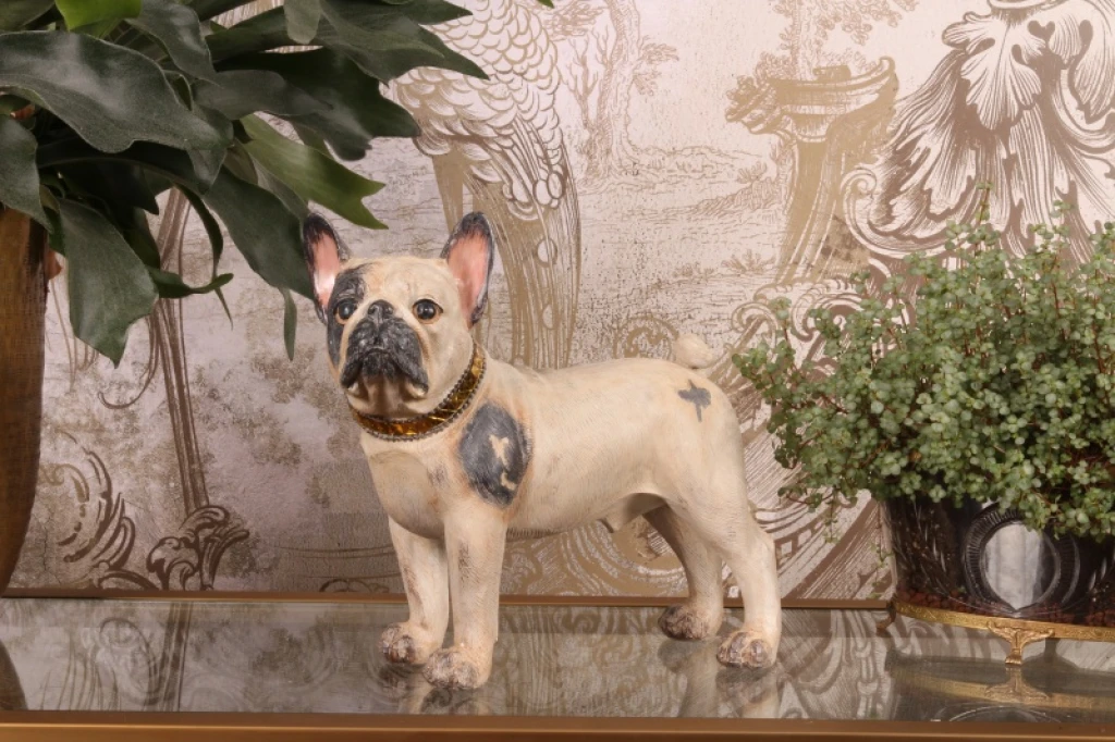 Estátua de Cão Bulldog Francês - marrom - 32 cm