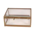 Caixa de Joias 11 x 9 x 4,5 cm - dourada - latão e vidro