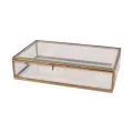 Caixa de Joias 22,5x14x5,5 cm - dourada - latão e vidro