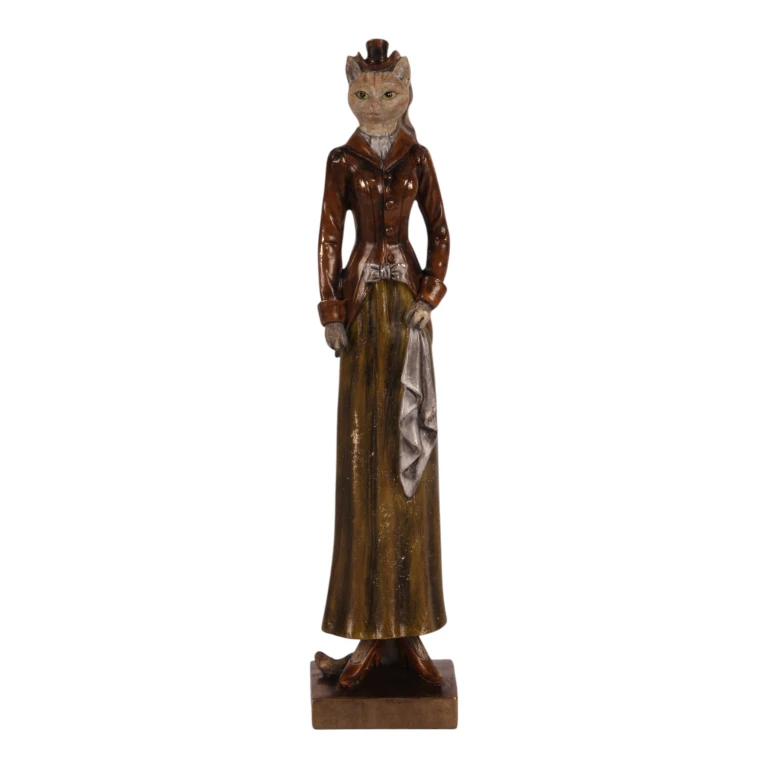 Escultura de gato marrom - 29 cm - 1 peça