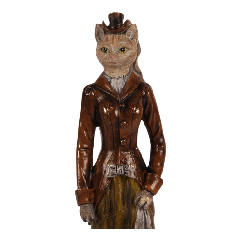 Escultura de gato marrom - 29 cm - 1 peça