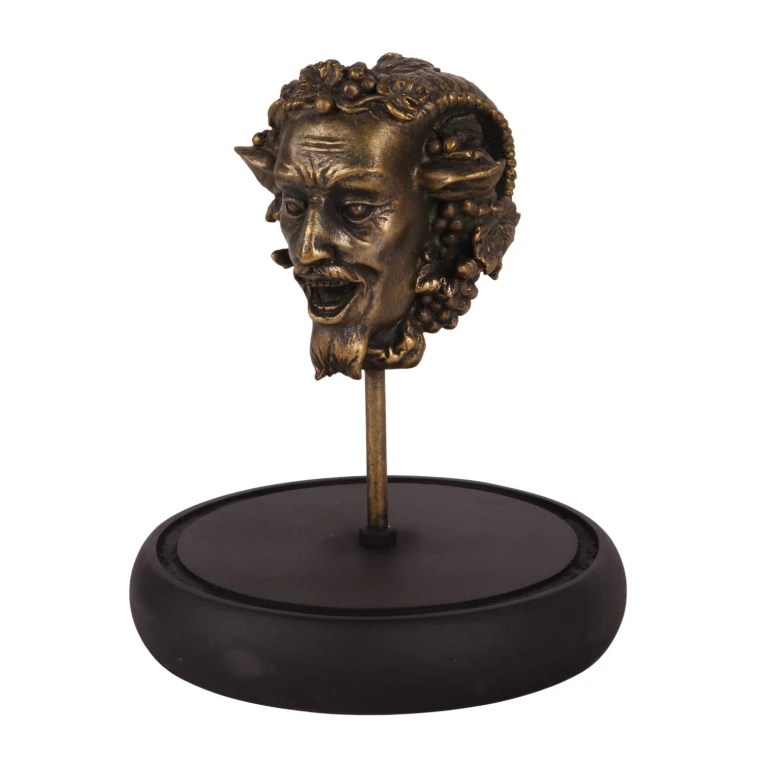 Estátua de Baco com cúpula de vidro - dourado - 23 cm - resina artística