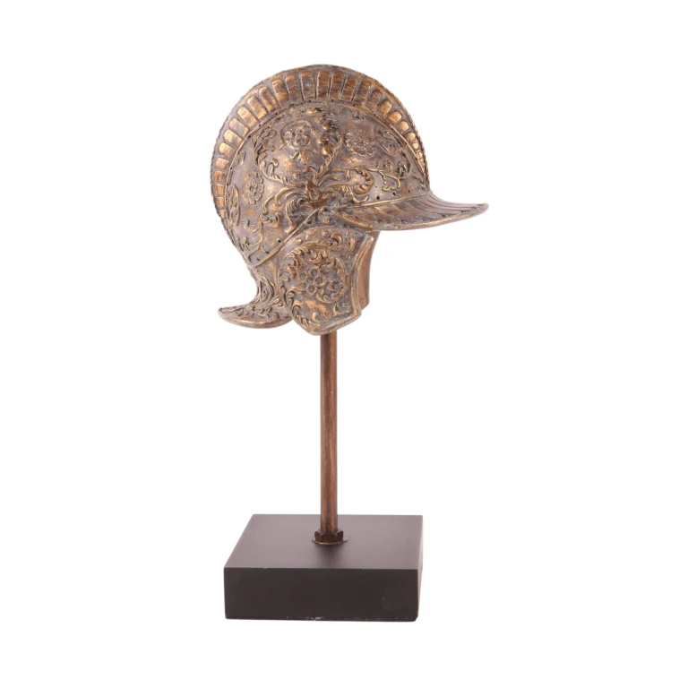Capacete sobre base - dourado - 29,5 cm - resina sintética