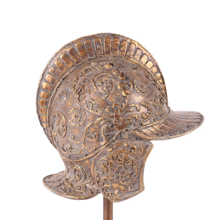 Capacete sobre base - dourado - 29,5 cm - resina sintética