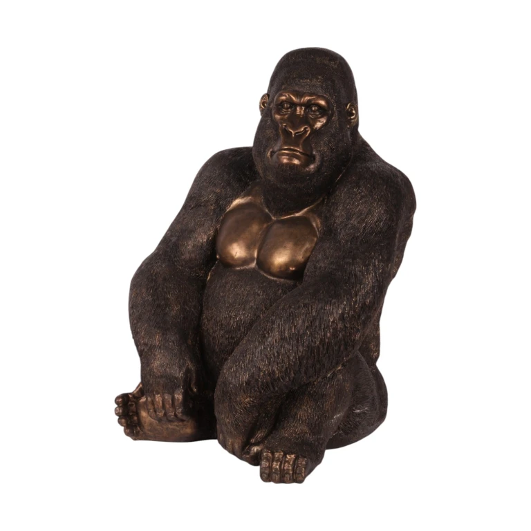 Escultura de gorila - dourado - 61 cm