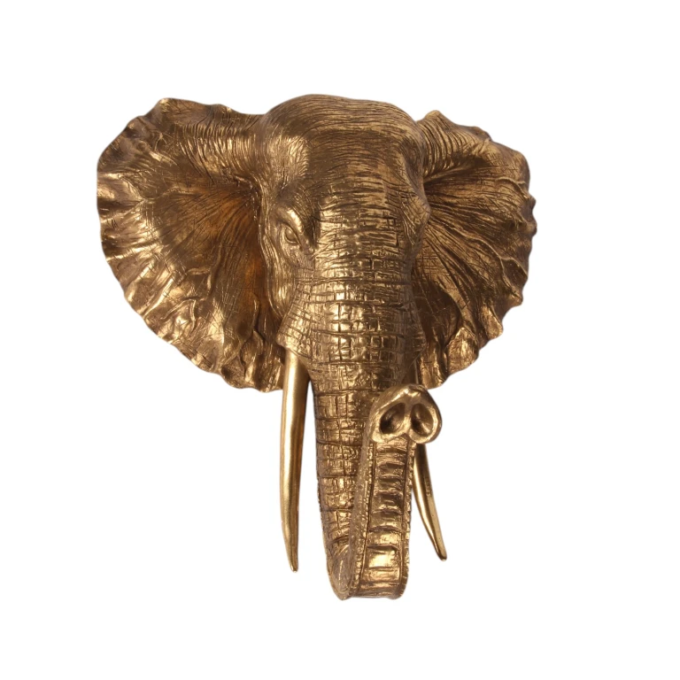 Ornamento de Parede Elefante - dourado - 23 cm - resina artística