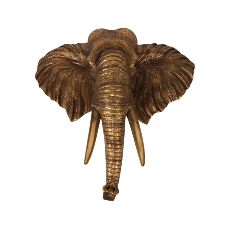 Ornamento de Parede Elefante - dourado - 61 cm - resina sintética