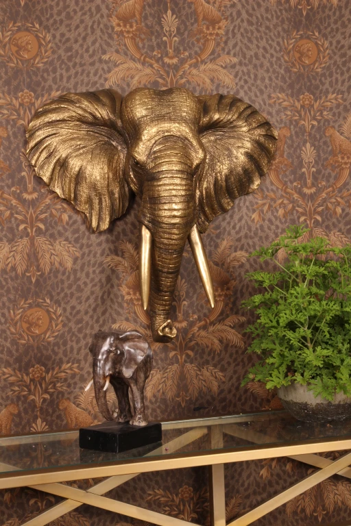Ornamento de Parede Elefante - dourado - 61 cm - resina sintética