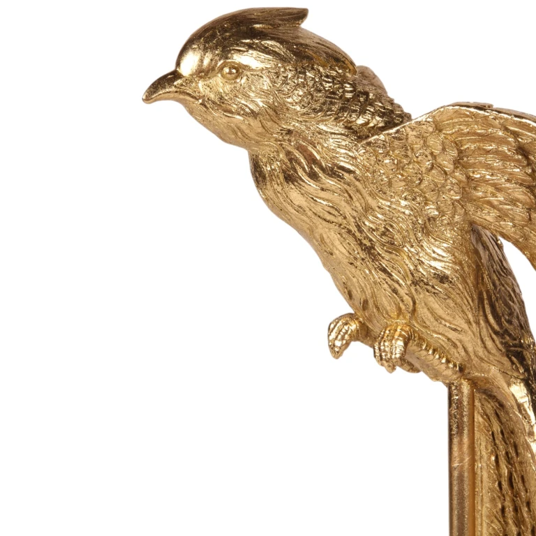 Escultura de pássaro em base - dourado - 49,5 cm - 1 peça