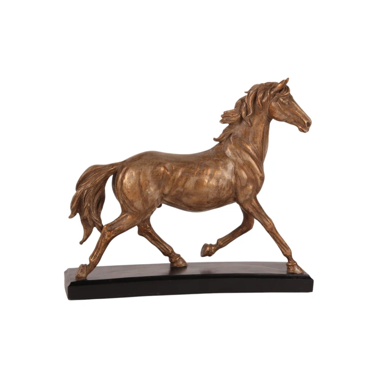 Escultura de cavalo em tom de bronze - 25 cm