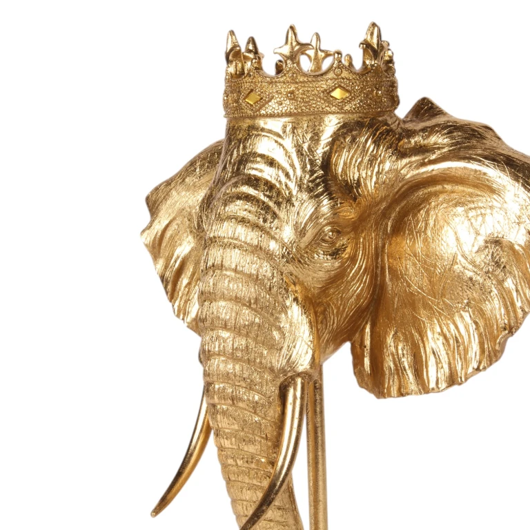 Escultura de elefante em base - dourado - 37,5 cm