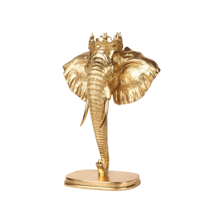 Escultura de elefante em base - dourado - 37,5 cm