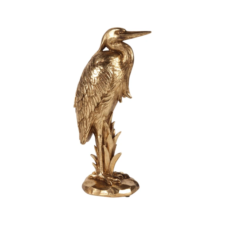 Escultura de garça dourada - 24,5 cm - 1 peça