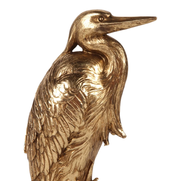 Escultura de garça dourada - 24,5 cm - 1 peça