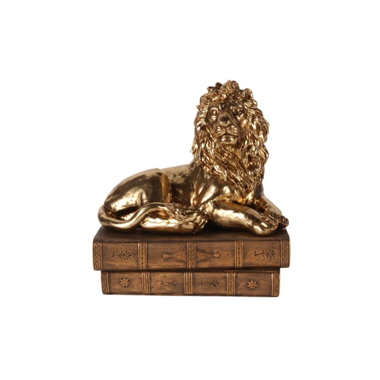Escultura de Leão dourada - 21 cm