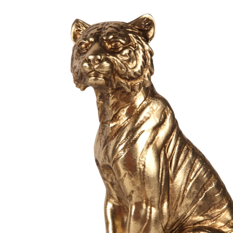 Escultura de tigre em livros - dourado - 29 cm