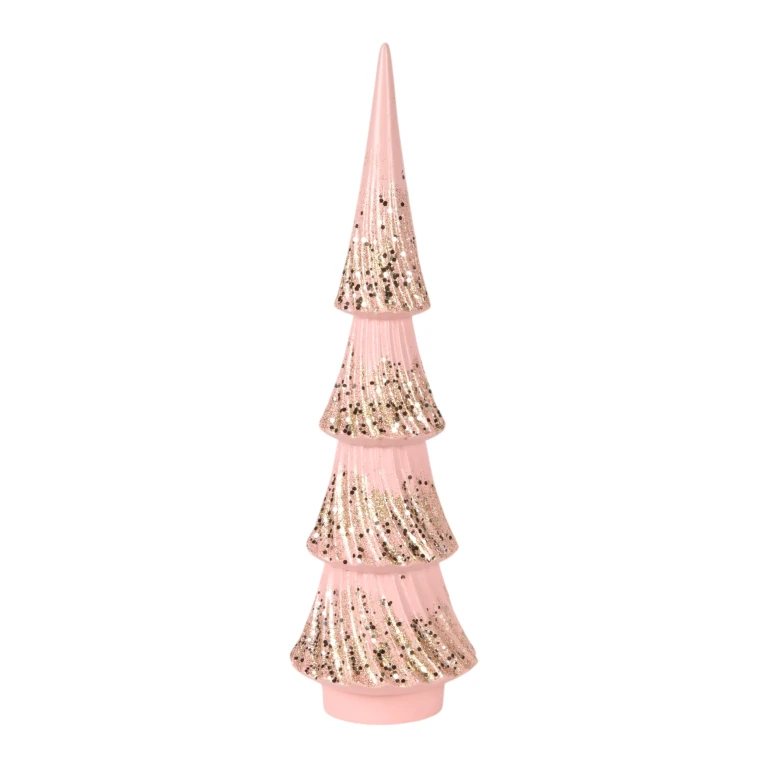 Árvore de Natal em miniatura - rosa - 35,5 cm - resina sintética