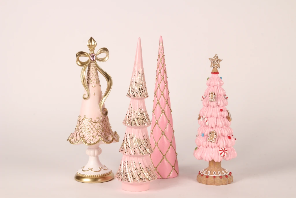 Mini árvore de Natal - rosa - 35,5 cm - resina sintética