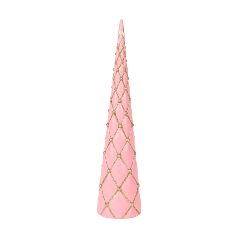Árvore de Natal Miniatura - rosa - 35,5 cm - resina sintética