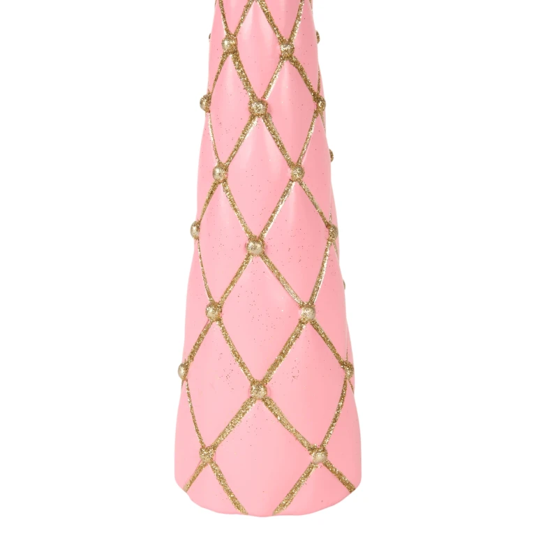 Árvore de Natal Miniatura - rosa - 35,5 cm - resina sintética