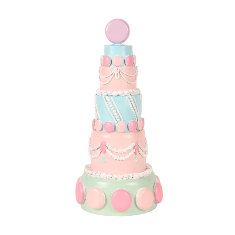 Bolo decorativo - rosa - 33,5 cm - resina artística - 1 peça