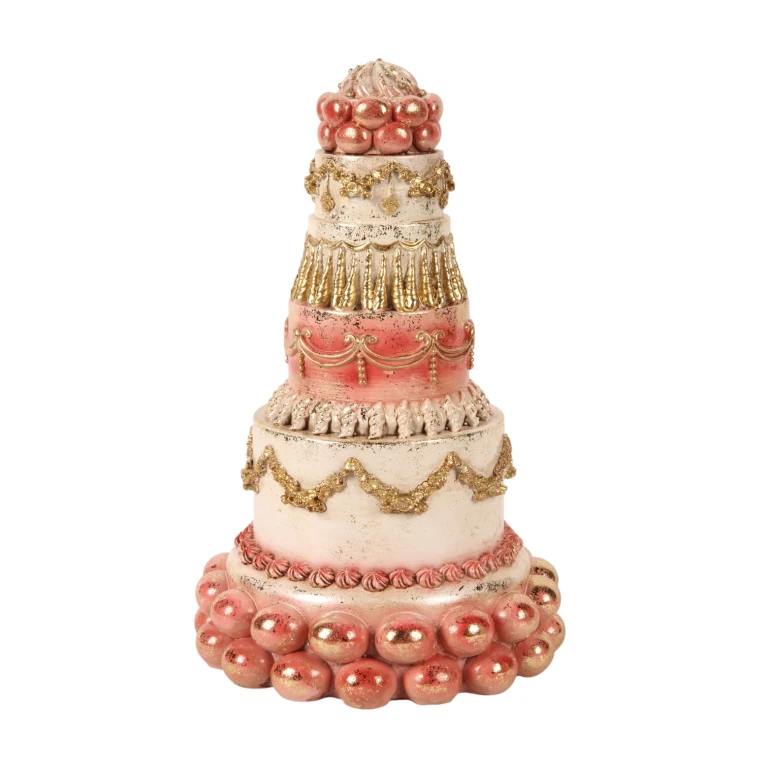 Bolo decorativo - rosa - 27,5 cm - resina sintética
