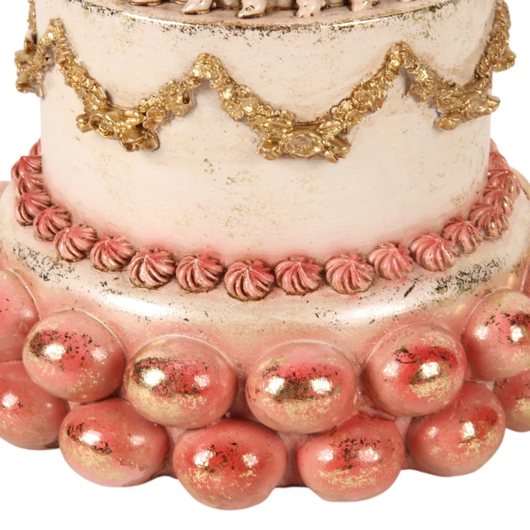 Bolo decorativo - rosa - 27,5 cm - resina sintética