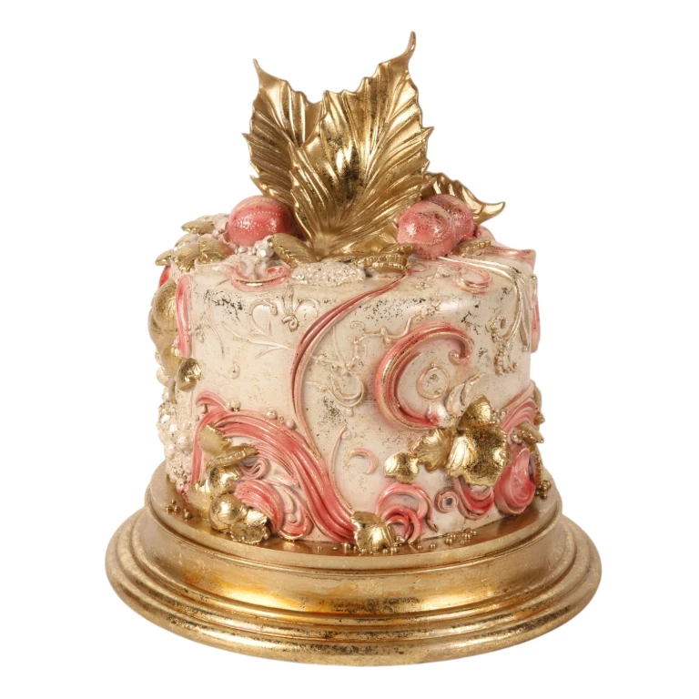 Bolo decorativo - rosa - 31 cm - resina sintética
