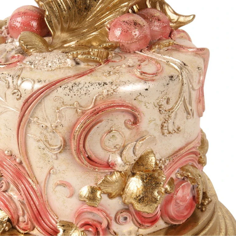 Bolo decorativo - rosa - 31 cm - resina sintética