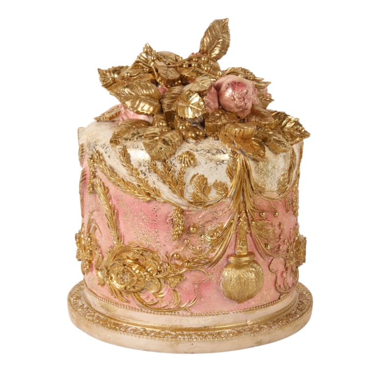 Bolo decorativo - rosa - 24 cm - resina sintética