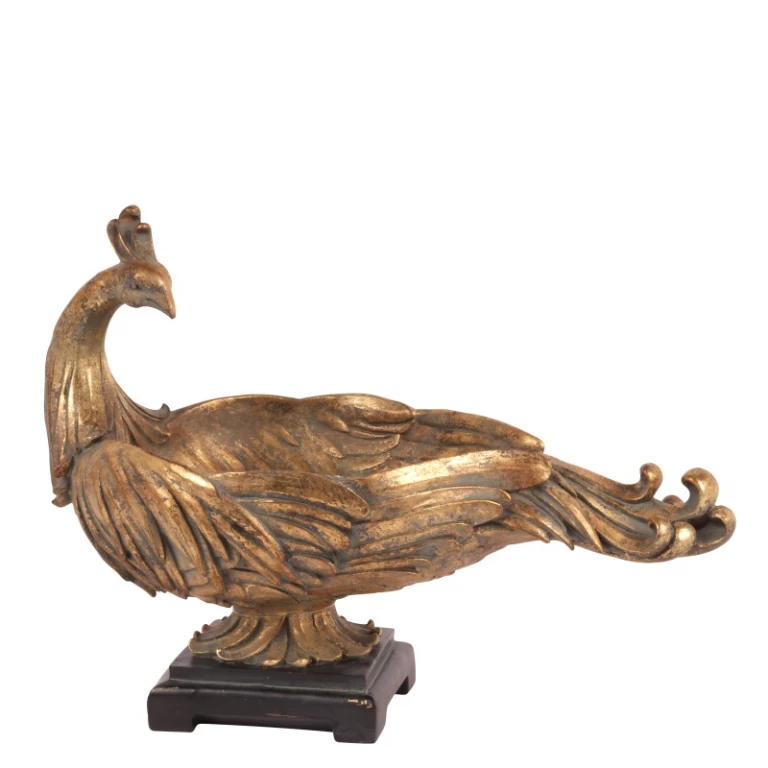 Tigela Decorativa Estilo Holandês Pavão - dourado - 45 cm
