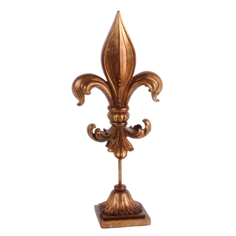 Fleur-de-lis sobre base - dourado - 38 cm - resina artística