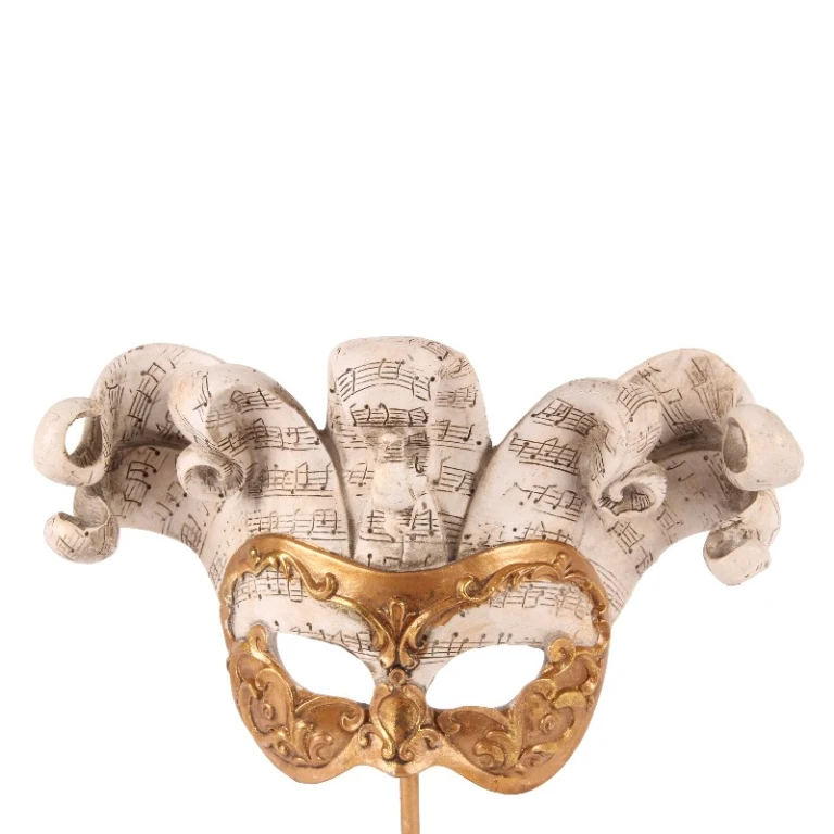 Máscara decorativa em pé - dourada - 28 cm - resina artística