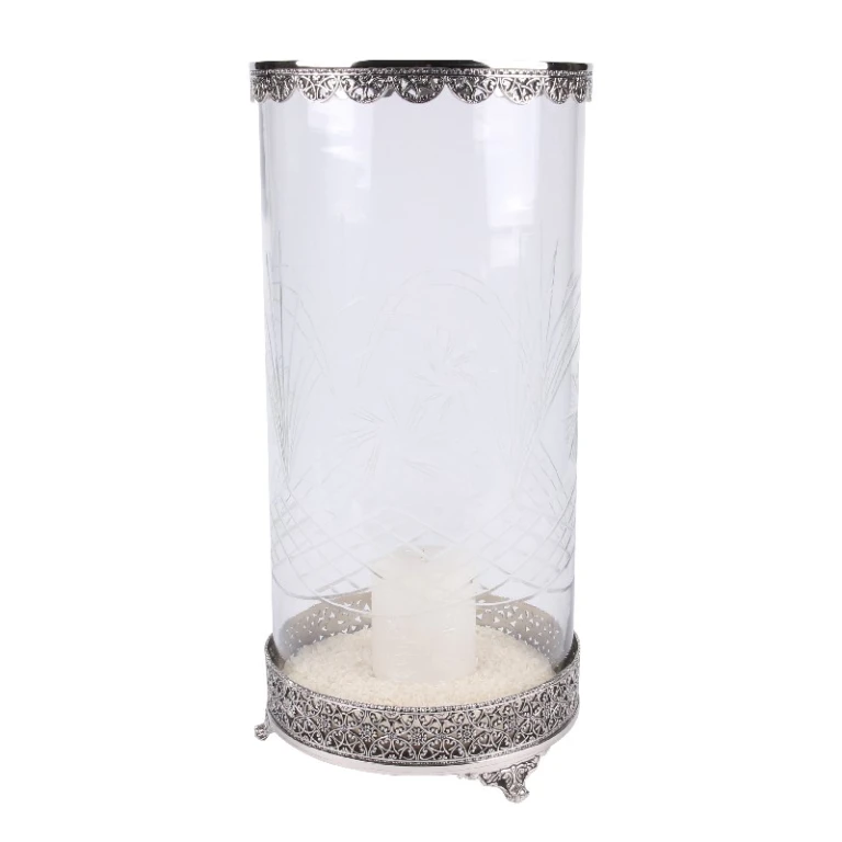 Lanterna Fadida - 45 cm - prata - latão e vidro