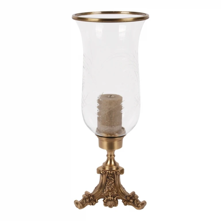 Castiçal Vanna - 57 cm - dourado - latão e vidro