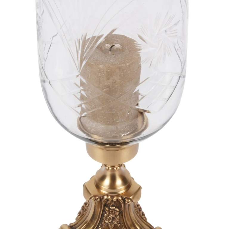 Castiçal Vanna - 57 cm - dourado - latão e vidro