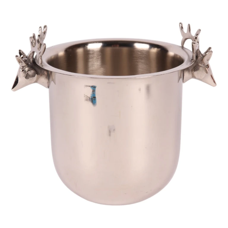 Resfriador de Vinho com Cabeças de Veado - latão prateado - 24 cm - 1 unidade