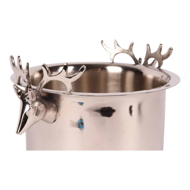 Resfriador de Vinho com Cabeças de Veado - latão prateado - 24 cm - 1 unidade