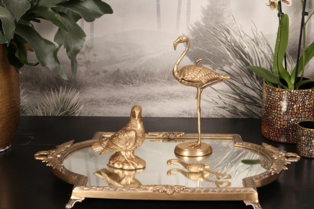 Caixa de Armazenamento Flamingo - 29 cm - dourado - latão