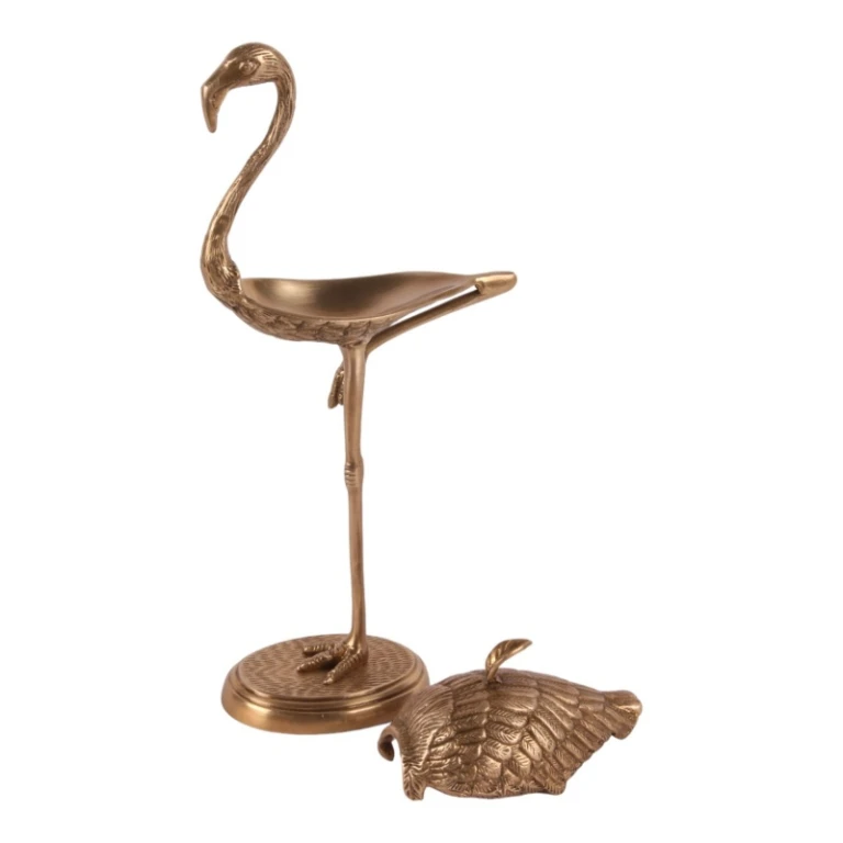 Caixa de Armazenamento Flamingo - 29 cm - dourado - latão