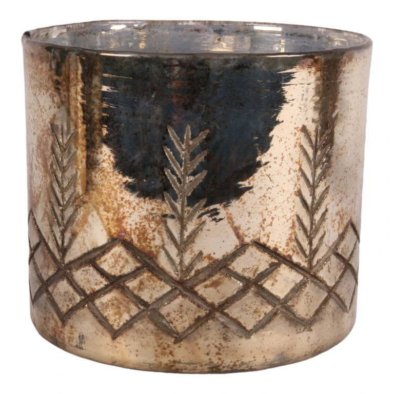 Porta-velas - prata - vidro - 18 cm